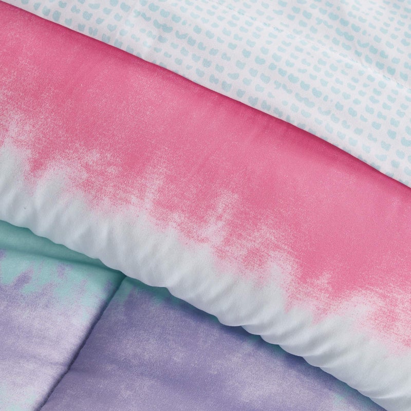 dream FACTORY Tie Dye Stripe 5-Piece Microfiber Bag Comforter Bedding Set Super Soft-Twin, Purple Multi,2D871601MU - Image 3